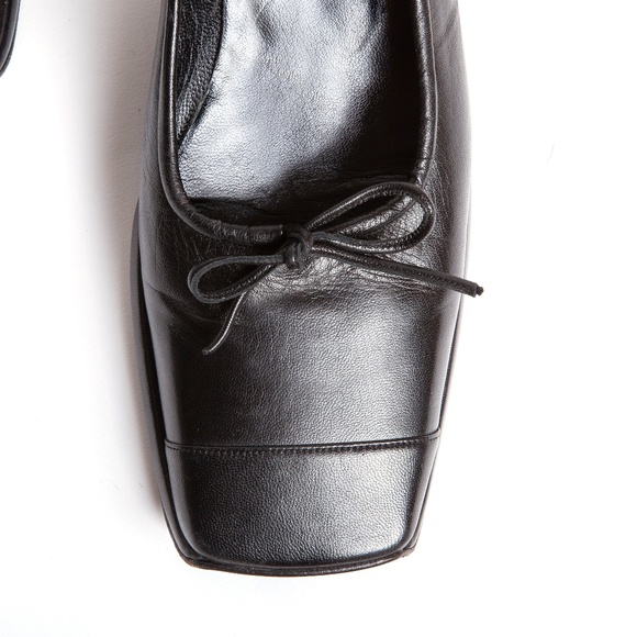 CHANEL Black Leather Mini Wedge Flats - Picture 2 of 6